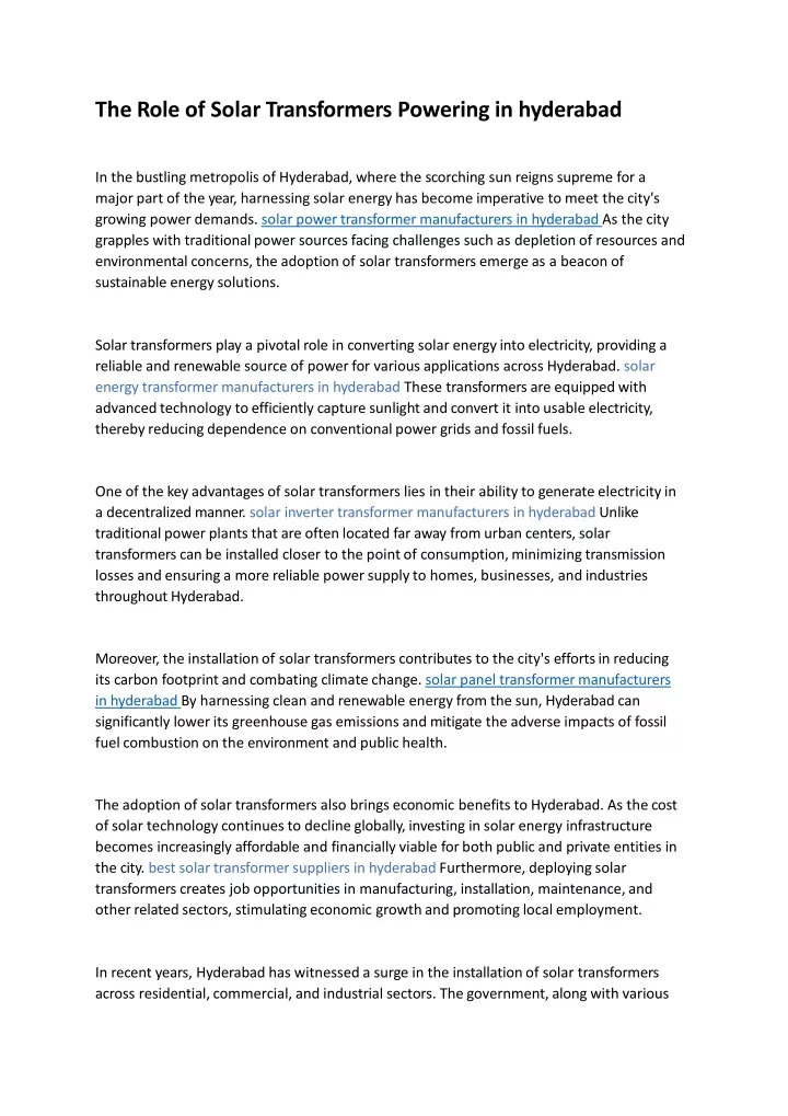 the role of solar transformers powering