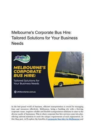 Melbourne's Corporate Bus Hire: Personalized Services for Your Business
