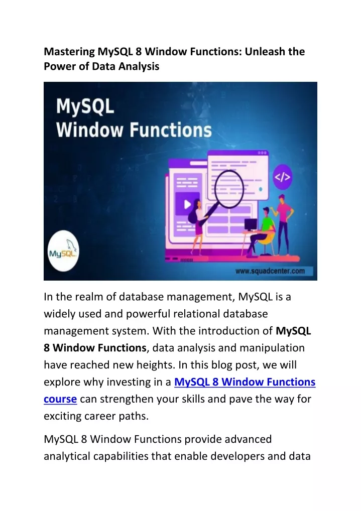 mastering mysql 8 window functions unleash