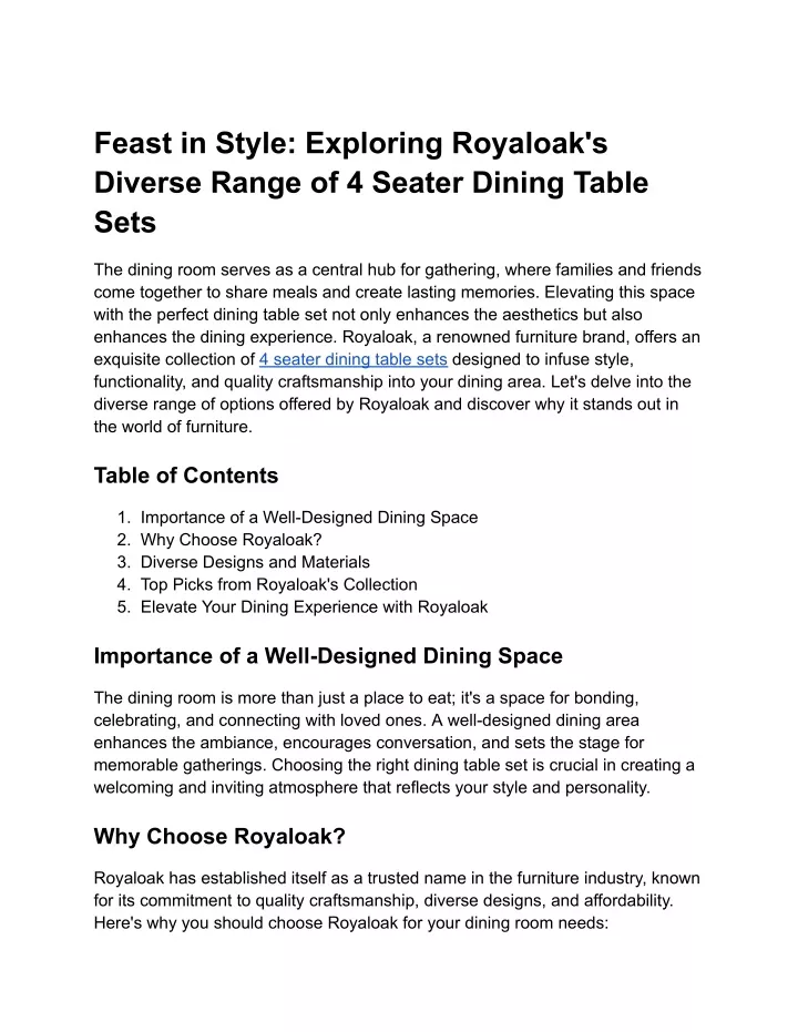 feast in style exploring royaloak s diverse range