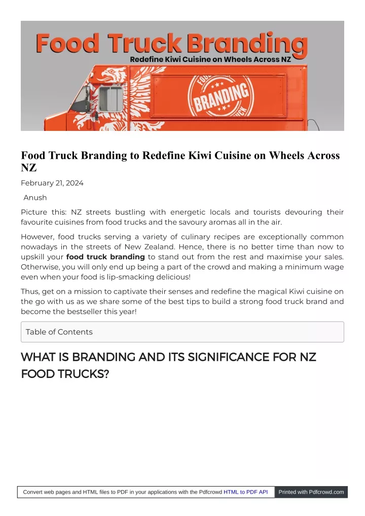 food truck branding to redefine kiwi cuisine