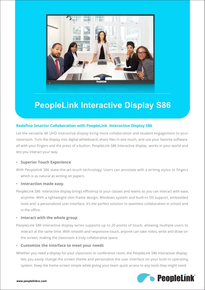 peoplelink interactive display s86