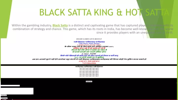 black satta king hot satta