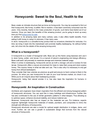 Honeycomb_ Sweet to the Soul, Health to the Body
