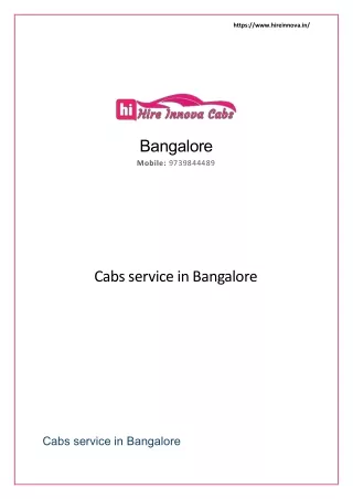 Reason to choose Cabs service in Bangalore