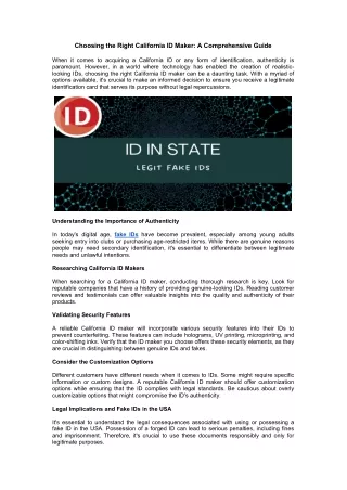 Choosing the Right California ID Maker