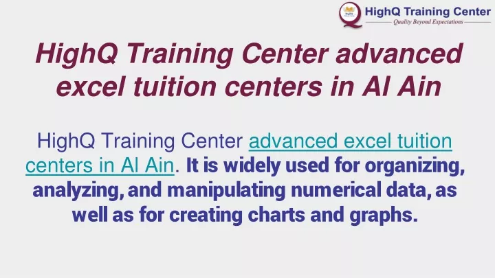 highq training center advanced excel tuition centers in al ain