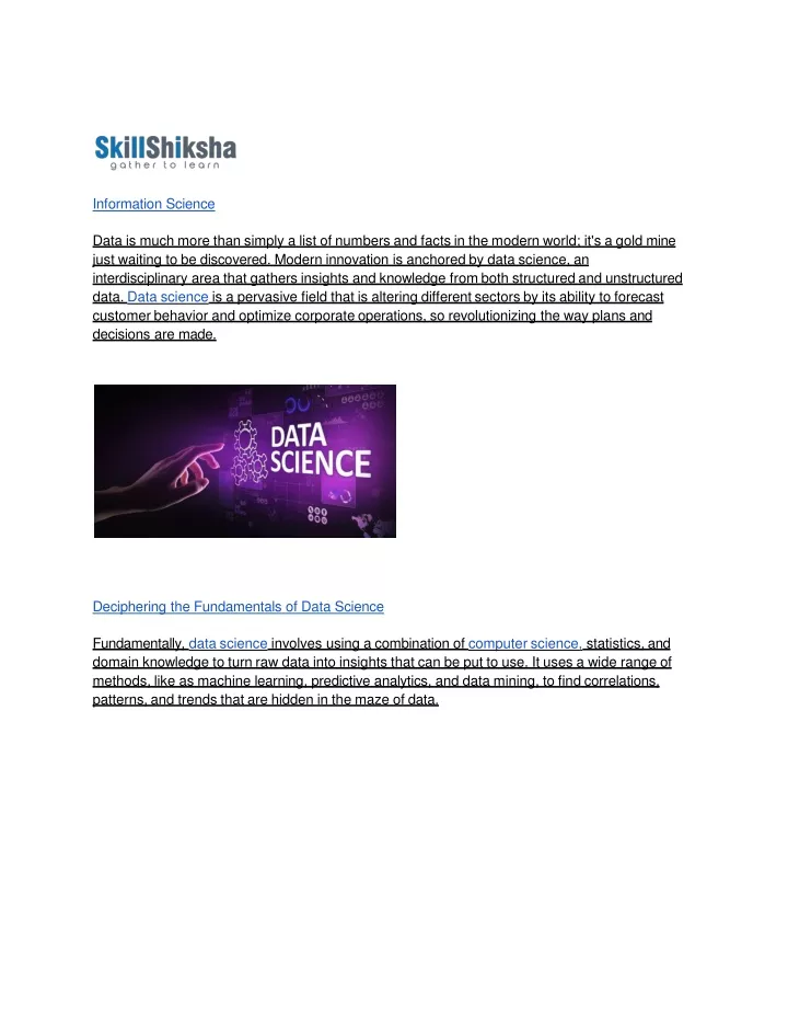 information science data is much more than simply