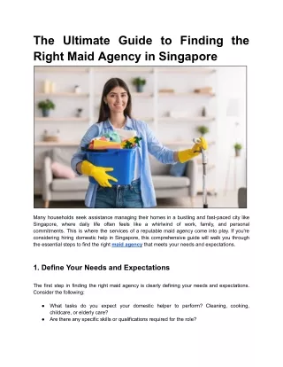 The Ultimate Guide to Finding the Right Maid Agency in Singapore
