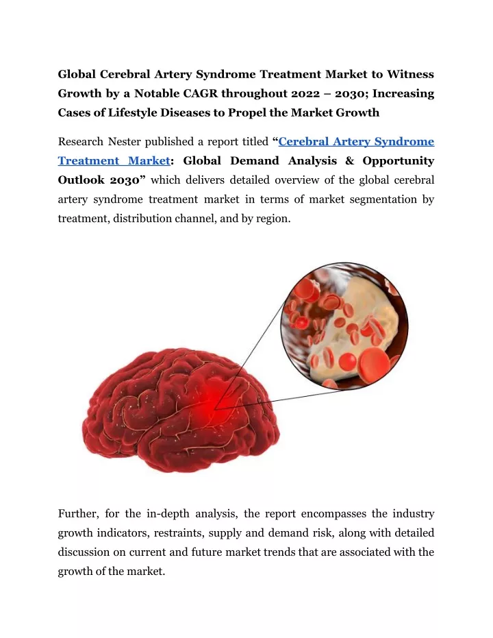 global cerebral artery syndrome treatment market
