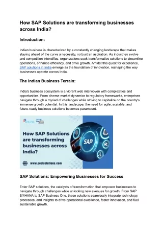 How SAP Solutions are transforming businesses across India_