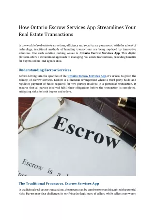 How Ontario Escrow Services App Streamlines Your Real Estate Transactions