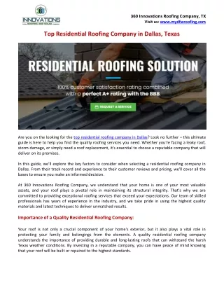 Top Residential Roofing Company in Dallas Texas