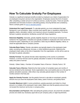 How To Calculate Gratuity For Employees