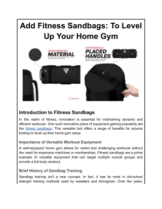 Add a Fitness Sandbag_To Level Up Your Home Gym