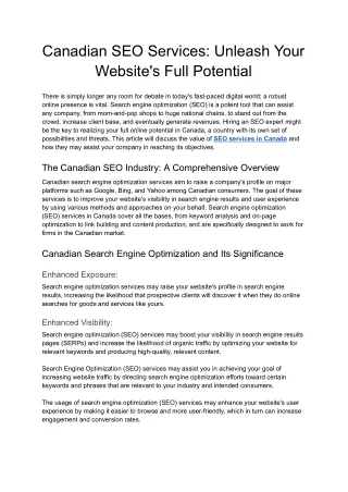 canadian seo services unleash your website s full