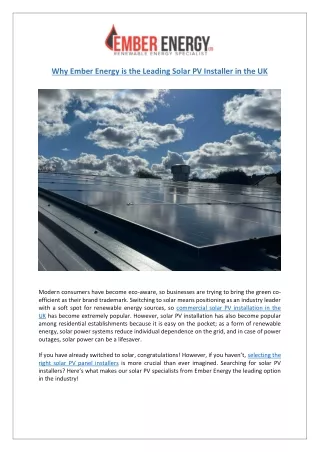 Why Ember Energy is the Leading Solar PV Installer in the UK