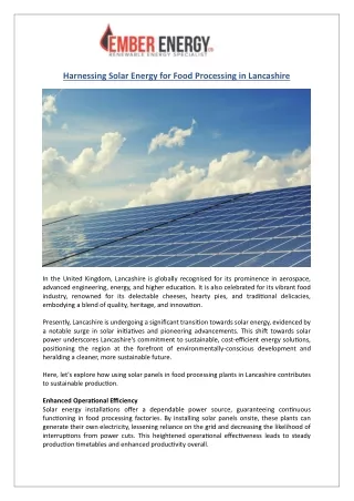 harnessing solar energy for food processing