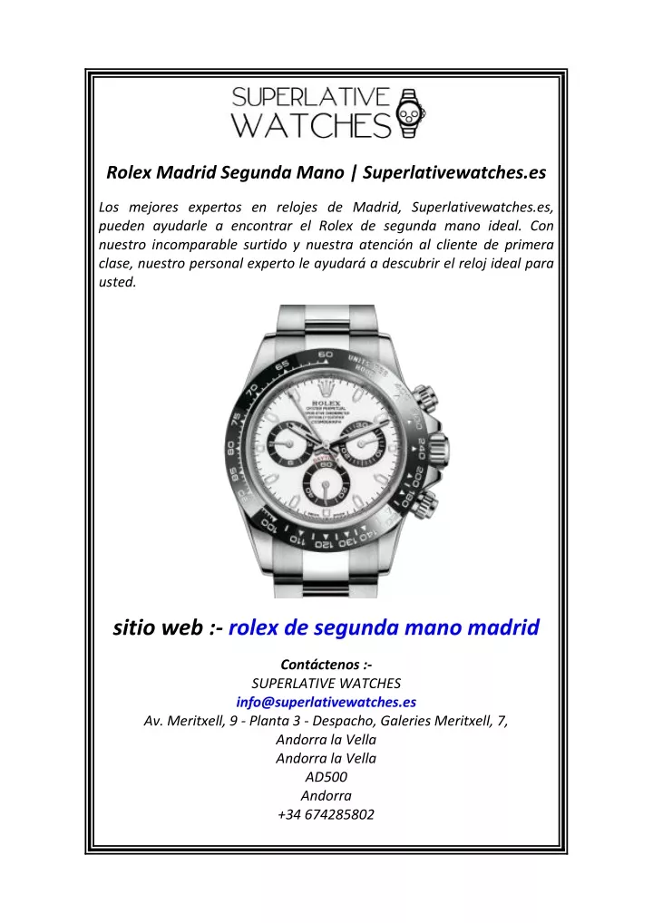 rolex madrid segunda mano superlativewatches es