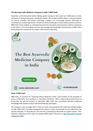The Best Ayurvedic Medicine Company in India