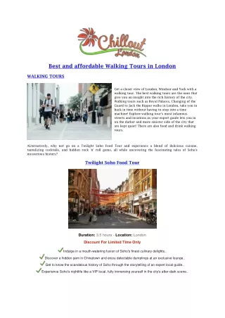 Best and affordable Walking Tours in London