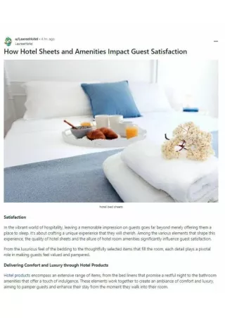 How Hotel Sheets and Amenities Impact Guest Satisfaction
