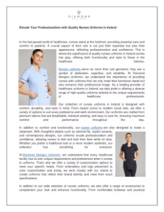 Elevate Your Professionalism with Quality Nurses Uniforms in Ireland