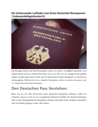 Ein Umfassender Leitfaden zum Eines Deutschen Reisepasses