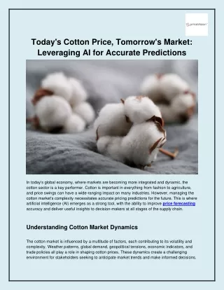 Today's Cotton Price, Tomorrow's Market_ Leveraging AI for Accurate Predictions