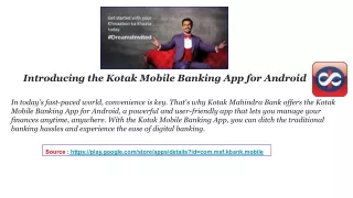 Kotak Mobile Banking App for Android Phone.