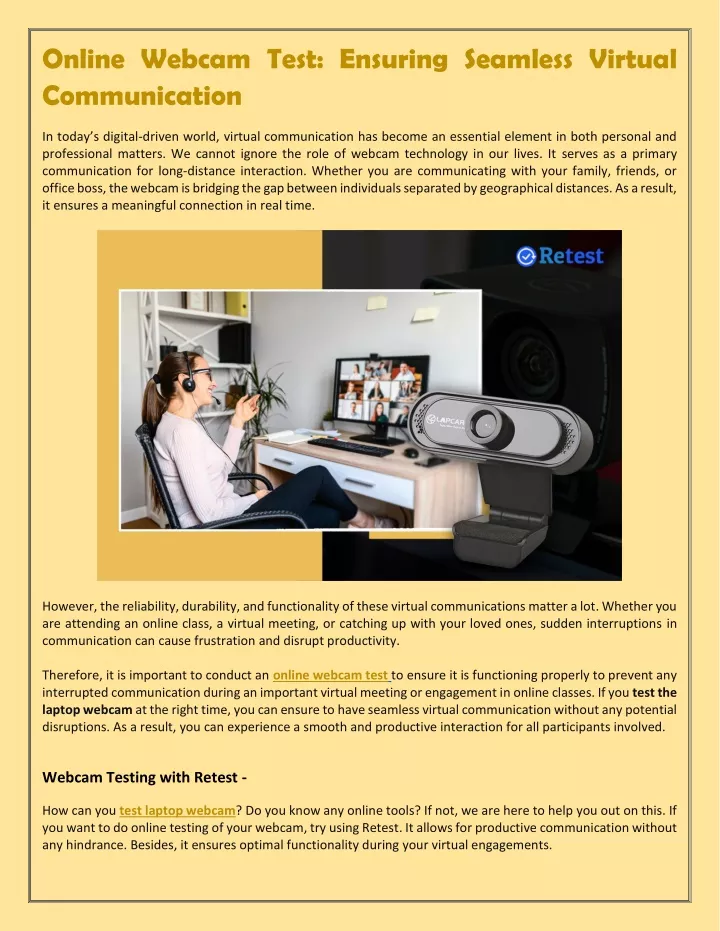 online webcam test ensuring seamless virtual