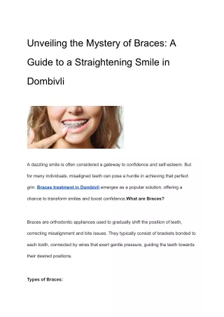 Unveiling the Mystery of Braces_ A Guide to a Straightening Smile in Dombivli