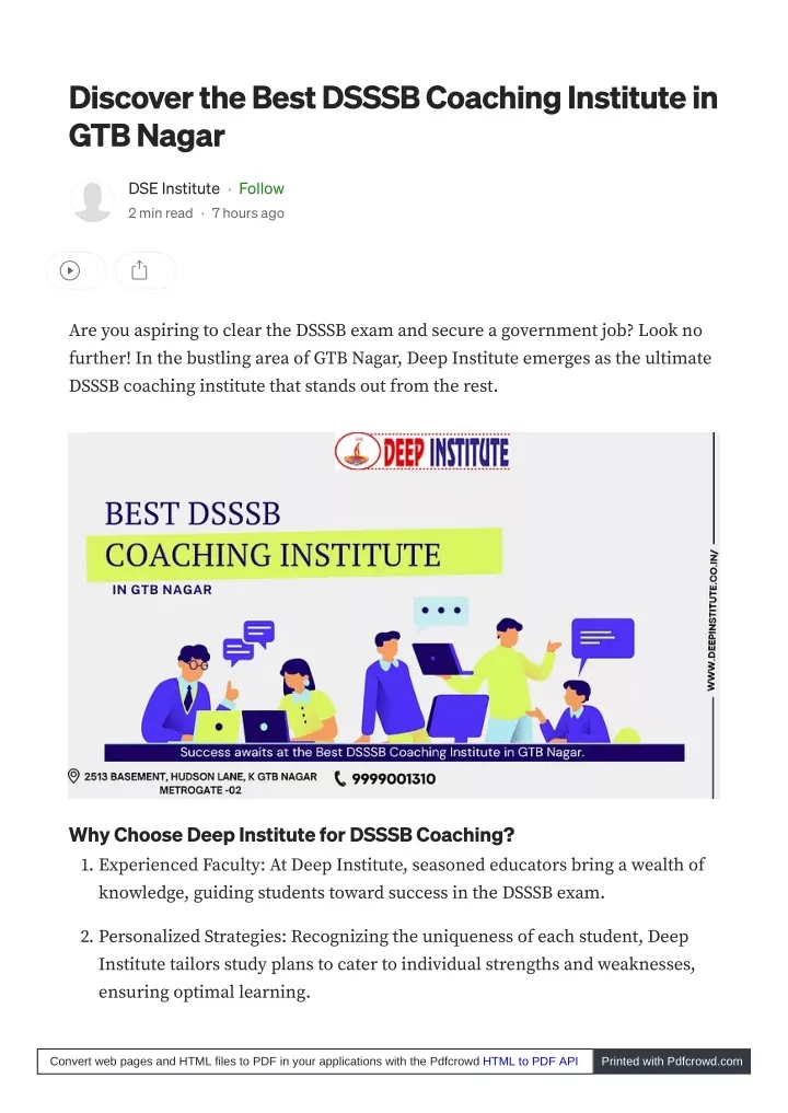 discover the best dsssb coaching institute