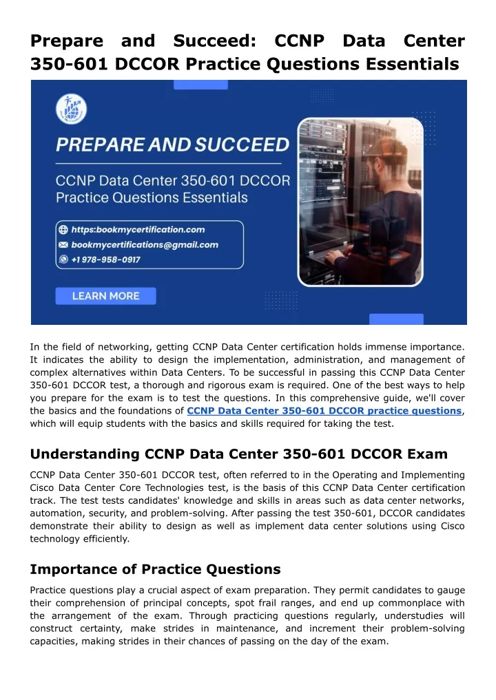 prepare 350 601 dccor practice questions