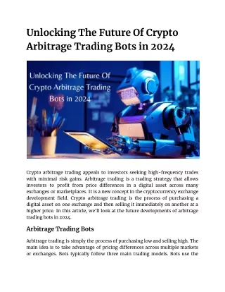 Unlocking The Future Of Crypto Arbitrage Trading Bots in 2024