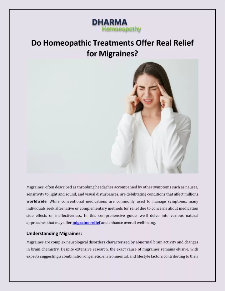 do homeopathic treatments offer real relief