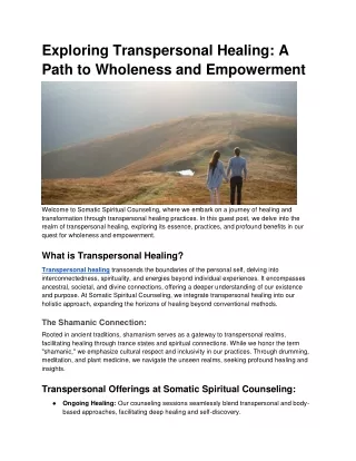 Exploring Transpersonal Healing_ A Path to Wholeness and Empowerment
