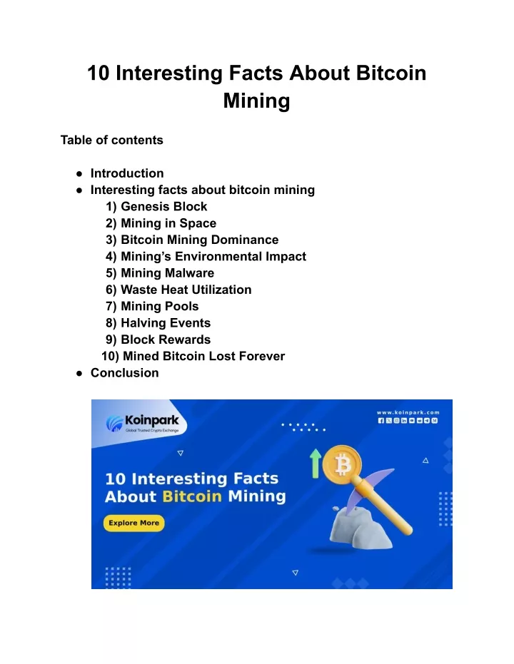 10 interesting facts about bitcoin mining