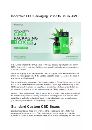Innovative CBD Packaging Boxes to Get in 2024