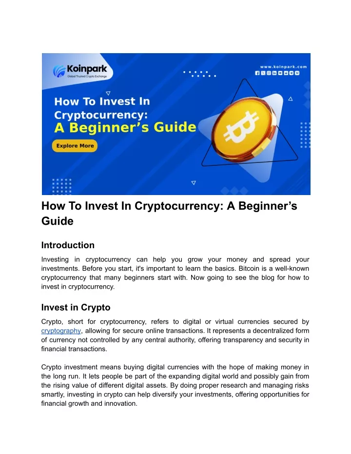 how to invest in cryptocurrency a beginner s guide