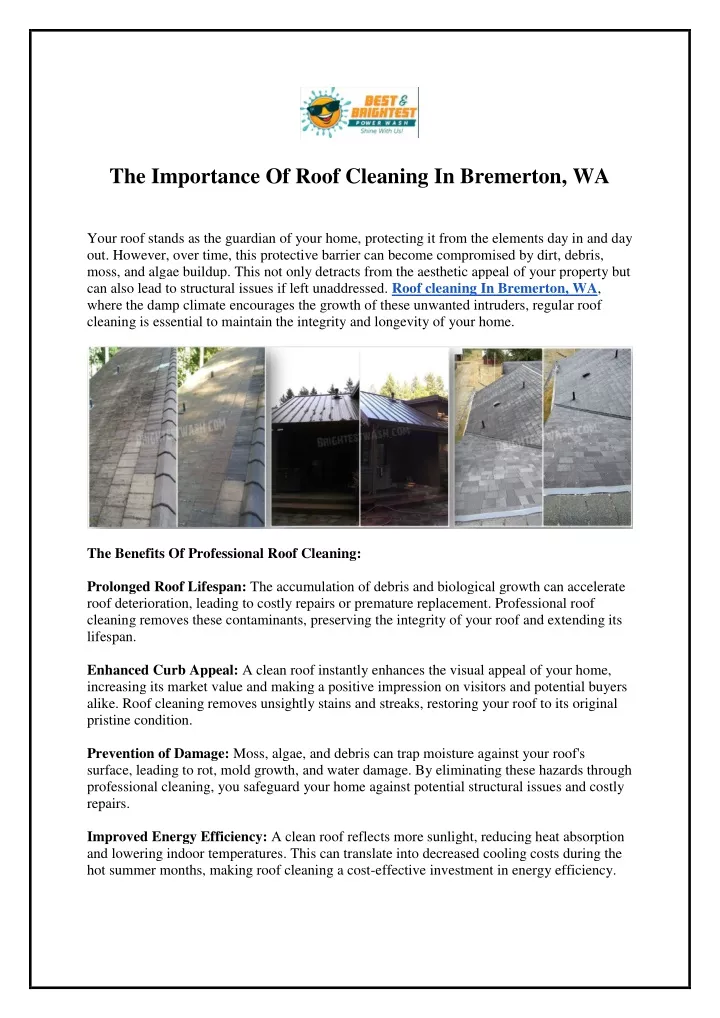the importance of roof cleaning in bremerton wa