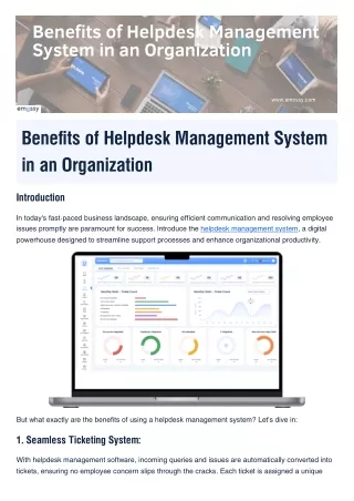 Benefits of Helpdesk Management System in an Organization