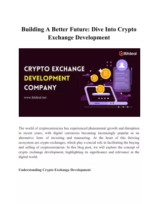 Building A Better Future_ Dive Into Crypto Exchange Development