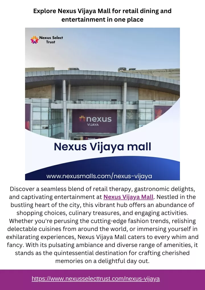 explore nexus vijaya mall for retail dining