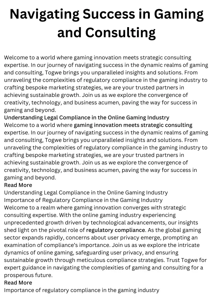 navigating success in gaming and consulting