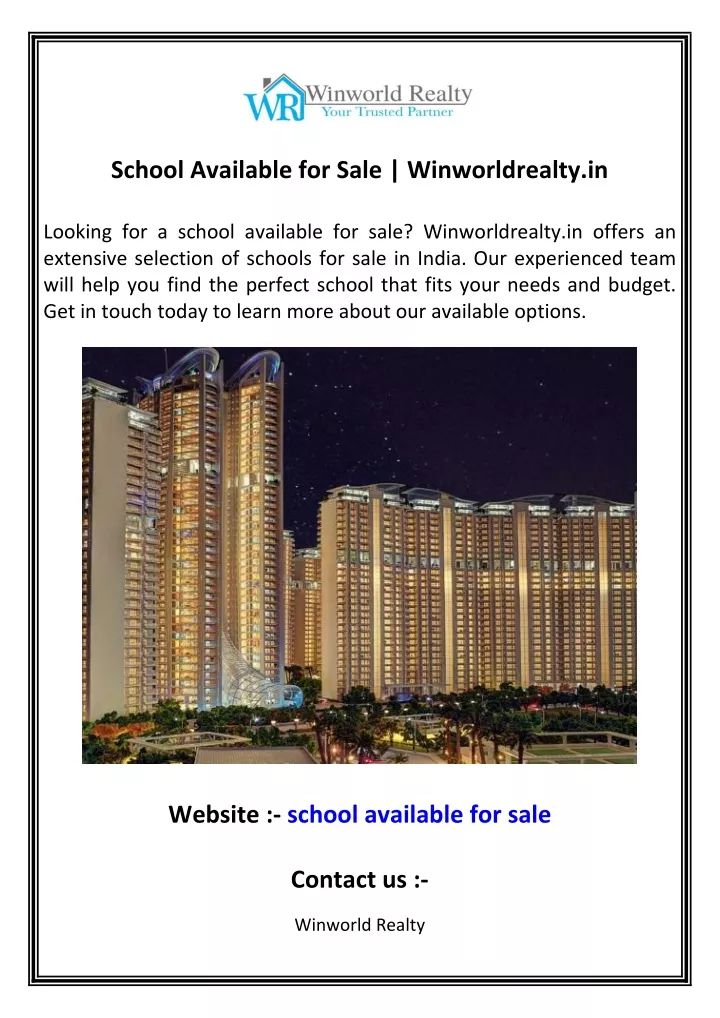 school available for sale winworldrealty in