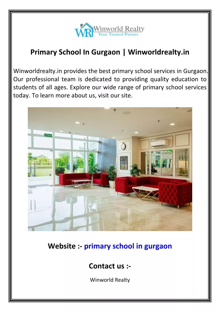 primary school in gurgaon winworldrealty in