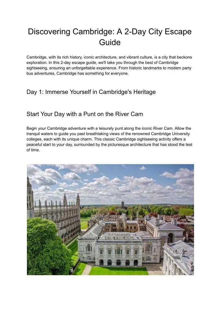 discovering cambridge a 2 day city escape guide