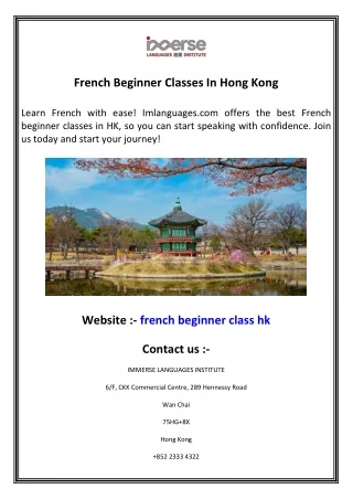 French Beginner Classes In Hong Kong