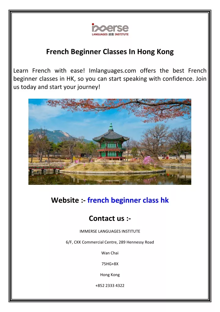 french beginner classes in hong kong